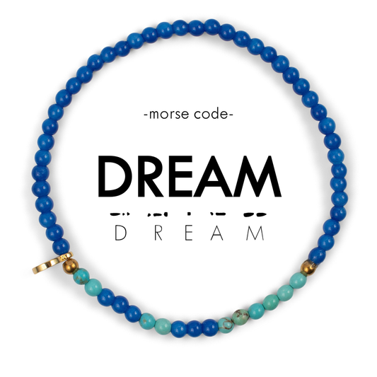 Morse Code Bracelet | DREAM: Turquoise & Royal Blue