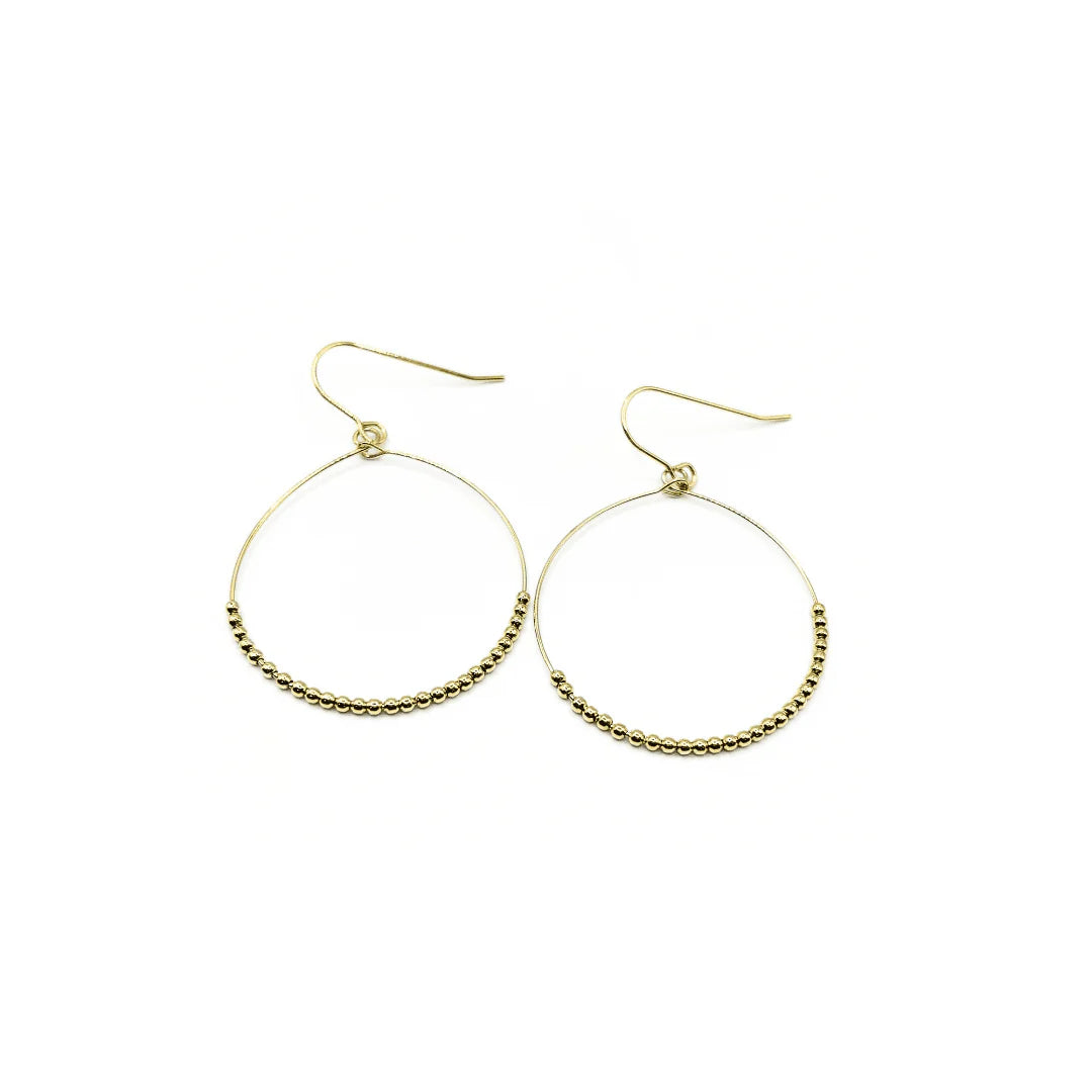Gold-Filled Simple Beaded Hoop Danglers