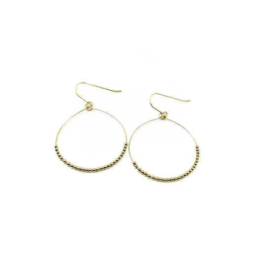 Gold-Filled Simple Beaded Hoop Danglers