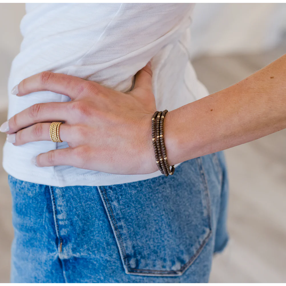 OG Classic Bracelet Stack in Matte Brown + Gold Filled