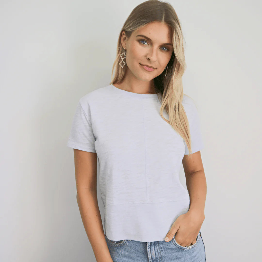 Celia Perfect Length Short Sleeve Tee in Arctic Blue