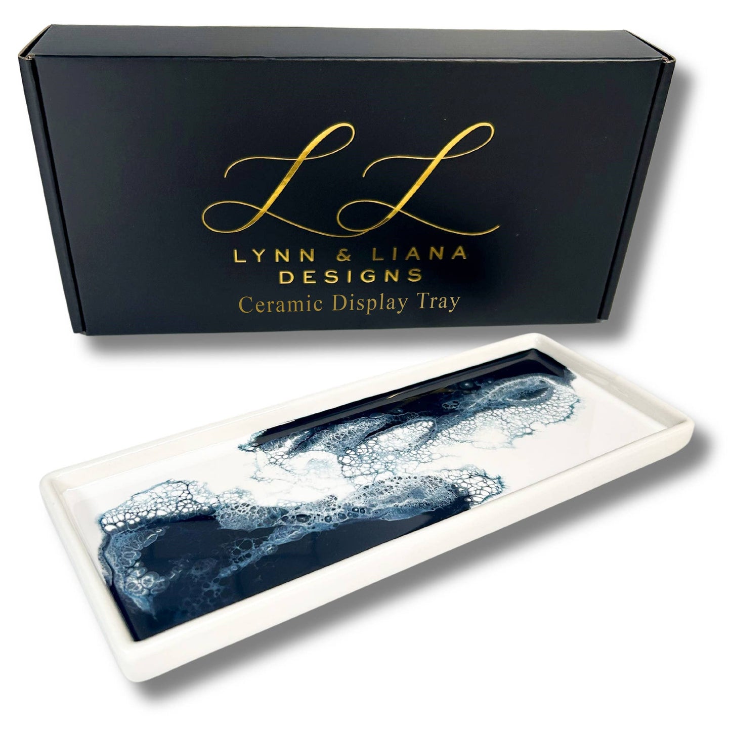 Large Ceramic Resin Tray in Navy