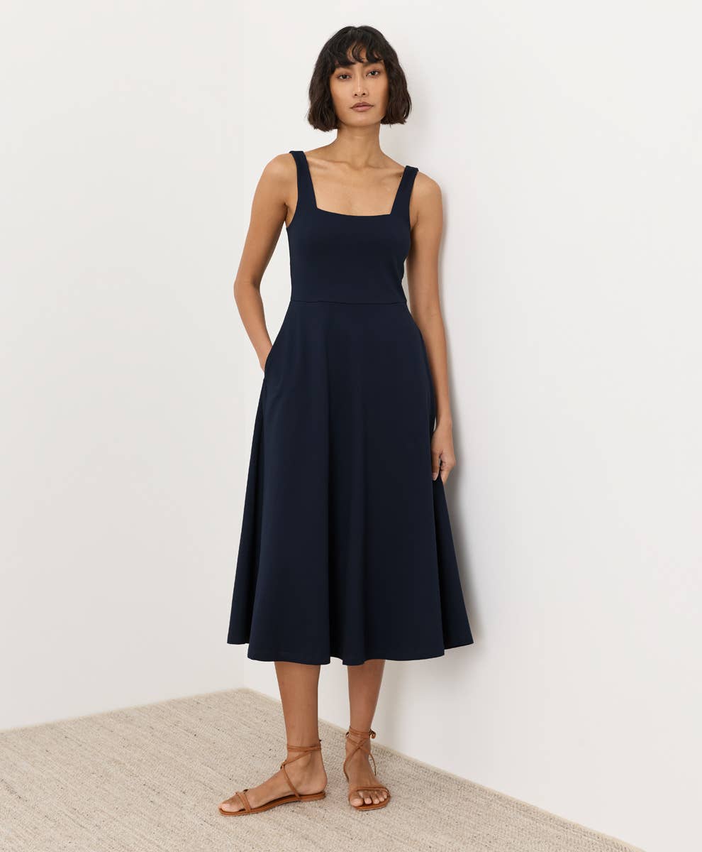 Women's Fit & Flare Square Neck Dress
