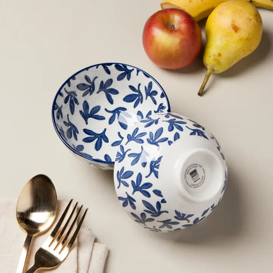 Blue Floral Stamped Bowl - 4"