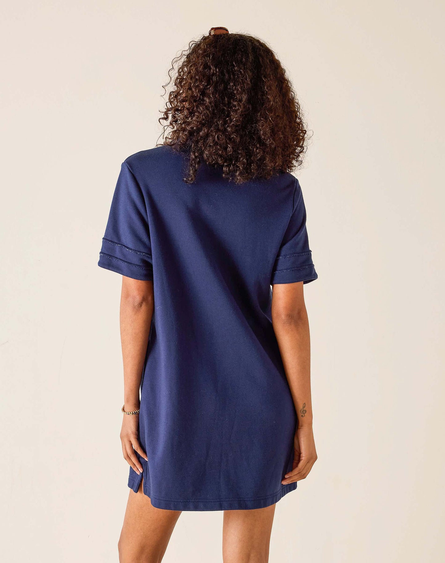 French Terry Polo Dress in Cadet Blue