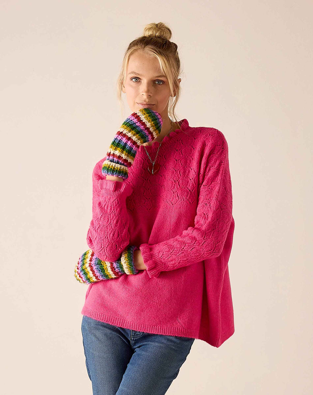 Golden Days Mitten in Multi Stripe