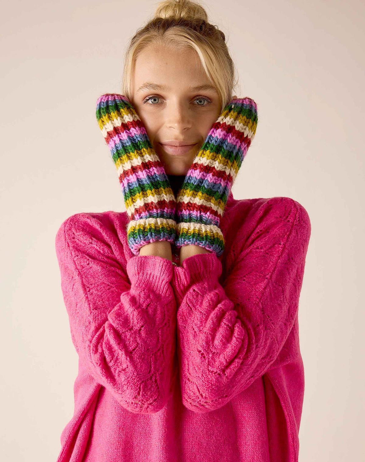 Golden Days Mitten in Multi Stripe