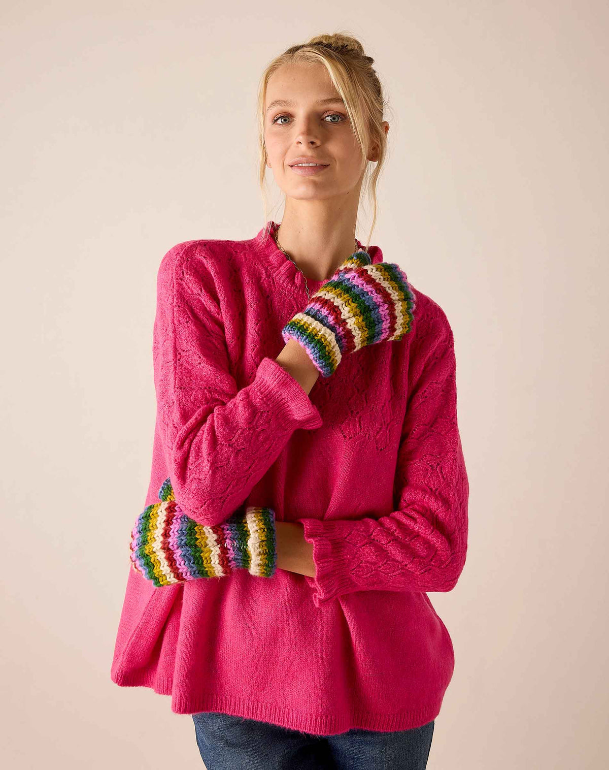 Golden Days Mitten in Multi Stripe