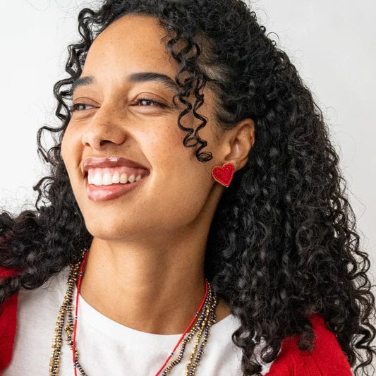 Haddie Red Heart Stud Earrings