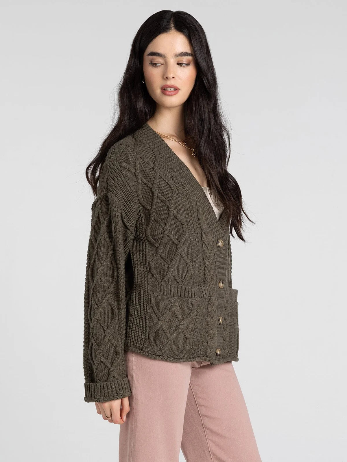 Harbor Cardigan in Dusty Olive