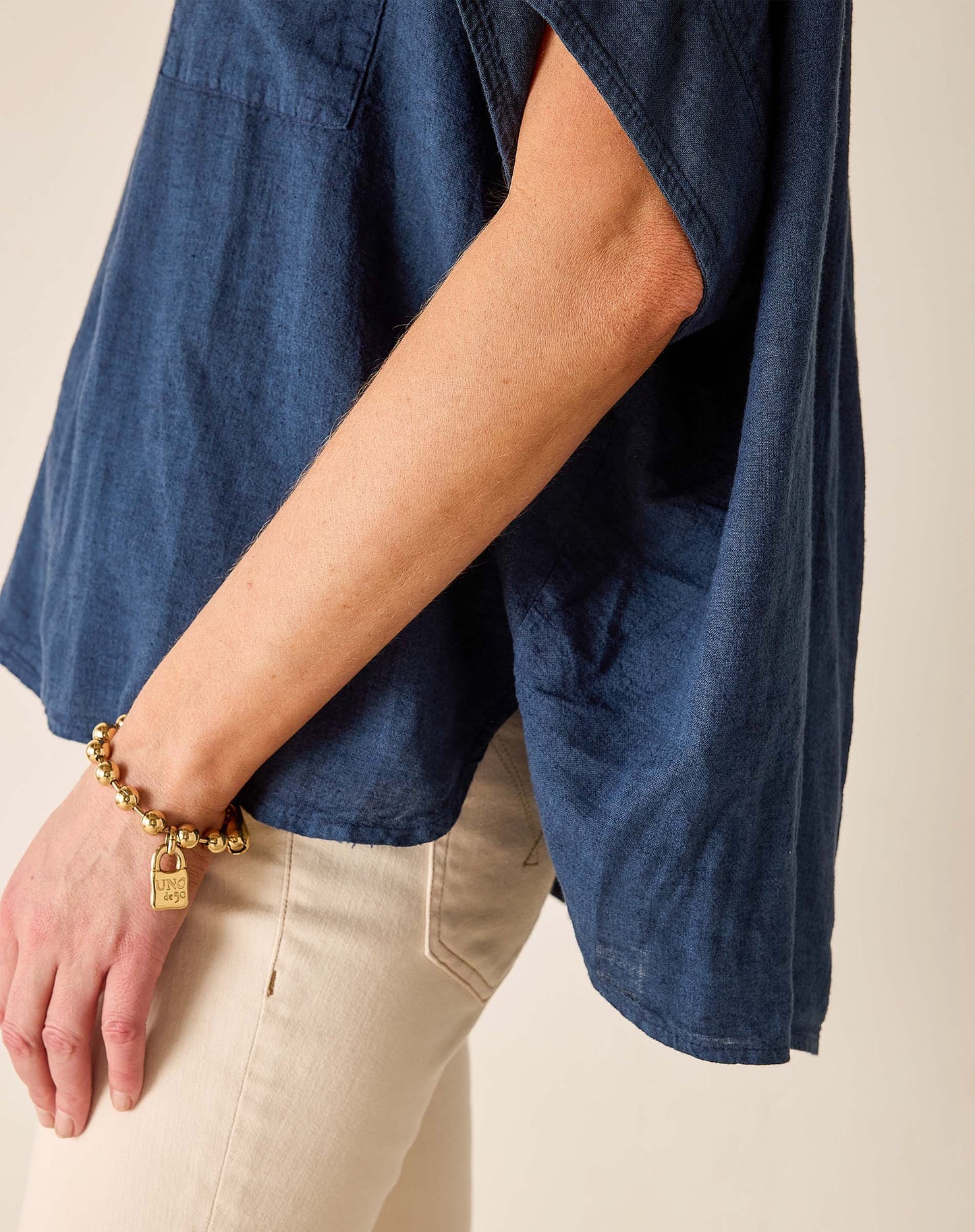 Hermosa Collared Top in Navy