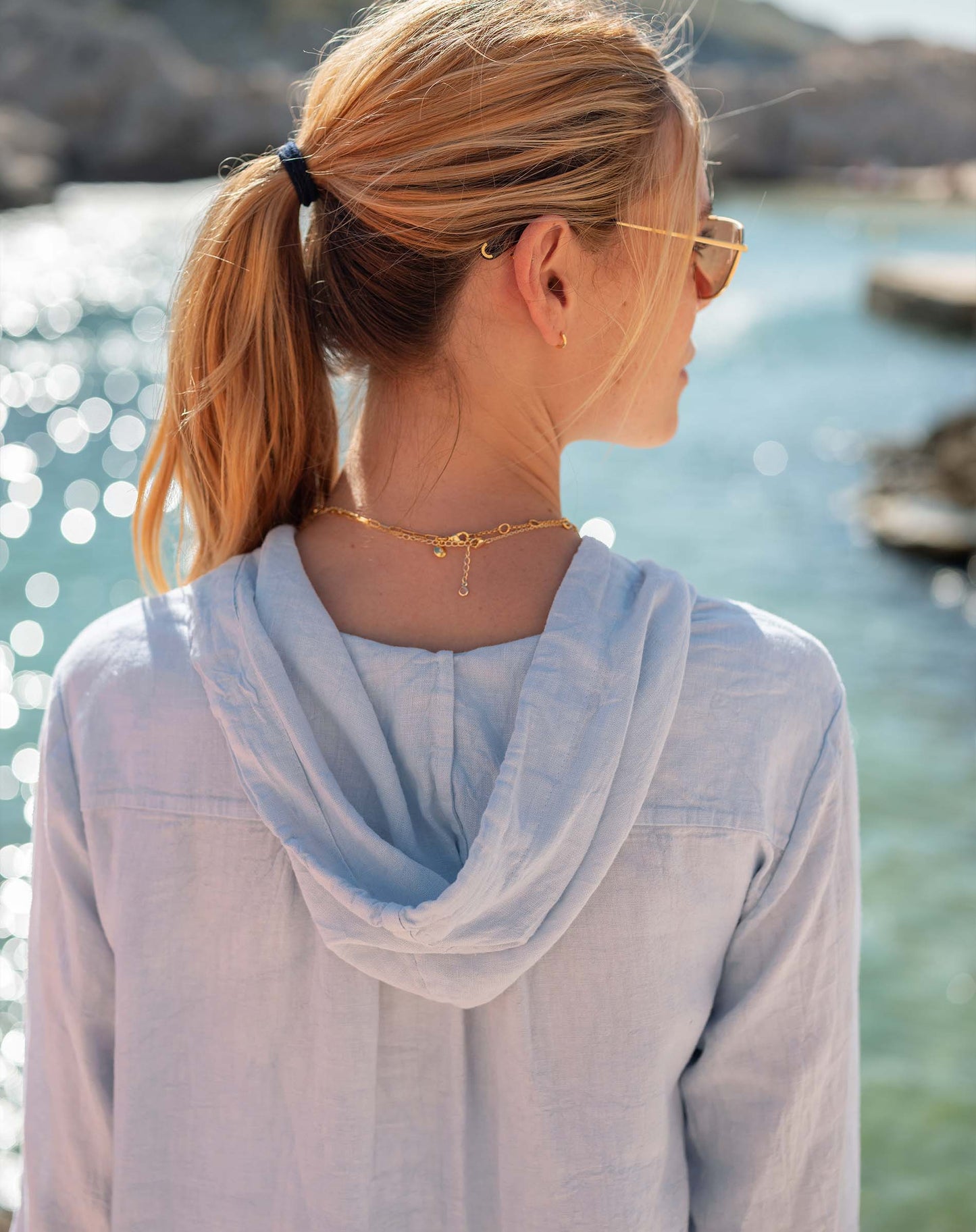 Hermosa Hoodie Tunic in Zen Blue