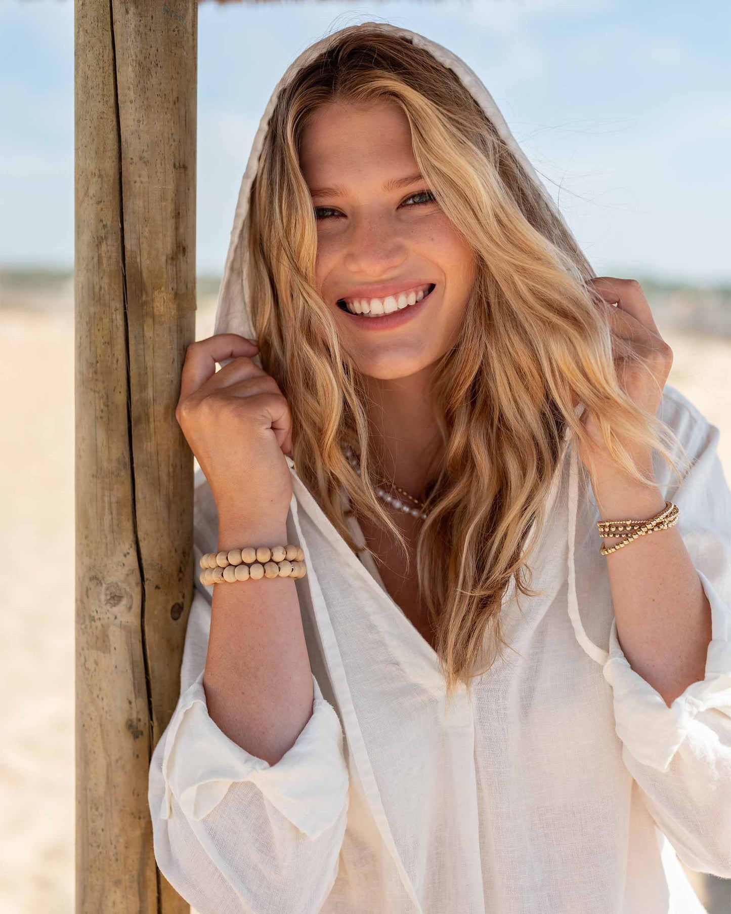 Hermosa Hoodie Tunic in Crisp White