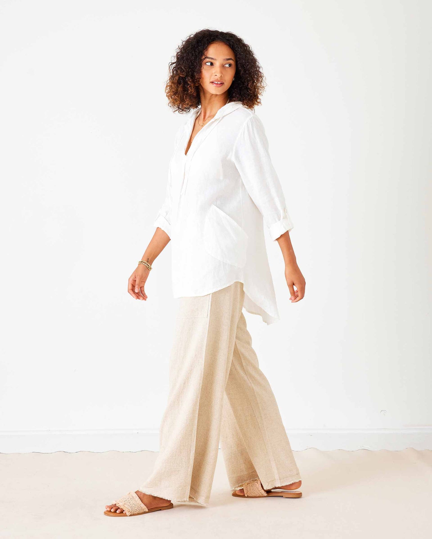 Hermosa Hoodie Tunic in Crisp White