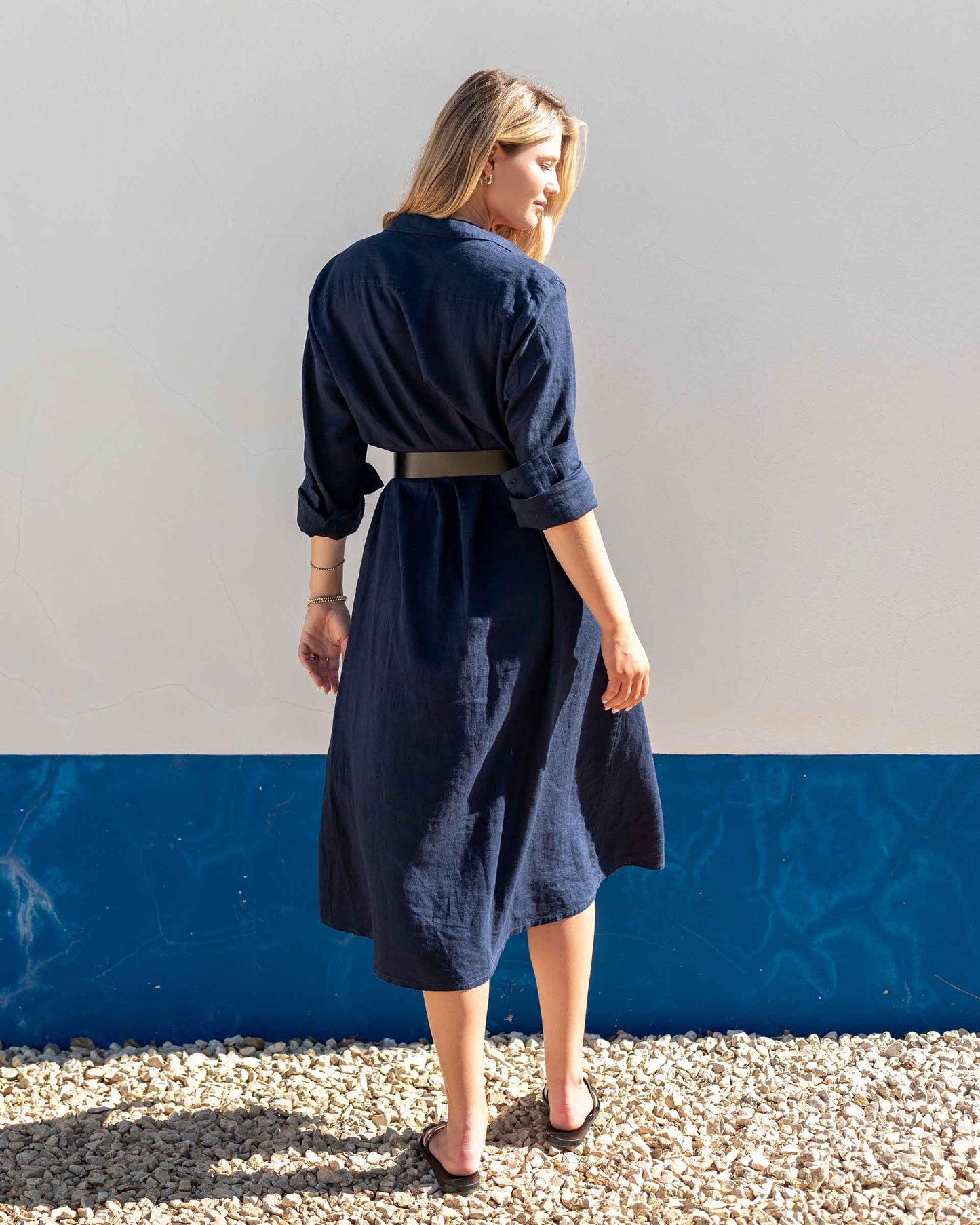 Hermosa Shirt Dress in Navy