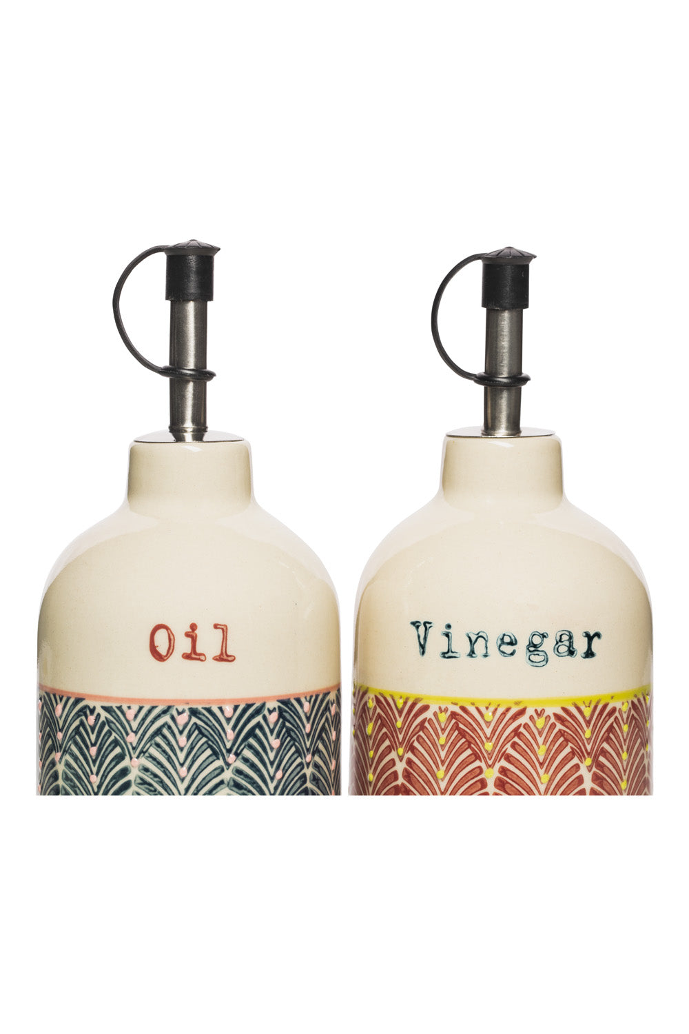 Vinegar & Oil Bottle in Red & Blue