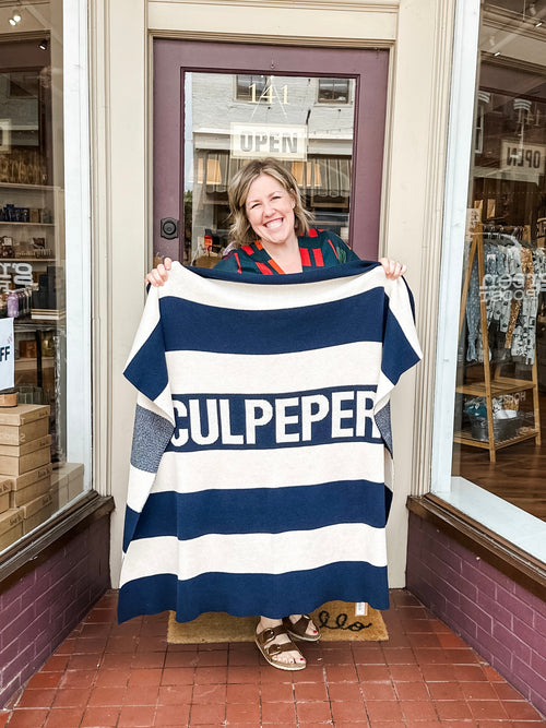 Culpeper Rugby Throw Blanket in Navy