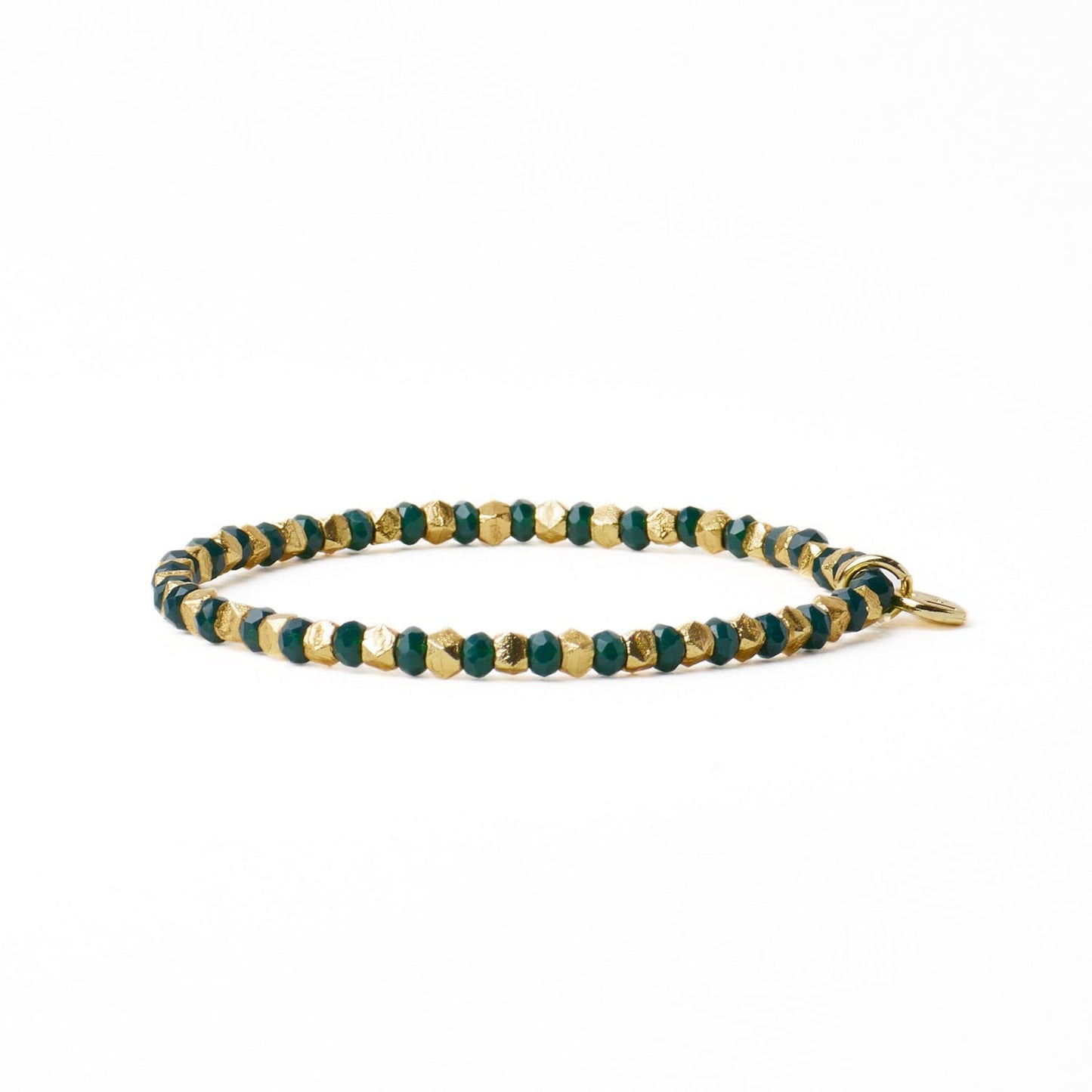 Louise Crystal Stretch Bracelet in Kelly Green + Gold by Ink & Alloy