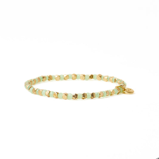 Louise Crystal Stretch Bracelet in Mint + Gold by Ink & Alloy