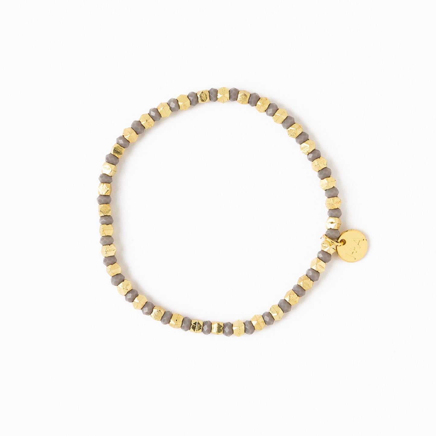 Louise Crystal Stretch Bracelet in Silver Grey + Gold by Ink & Alloy