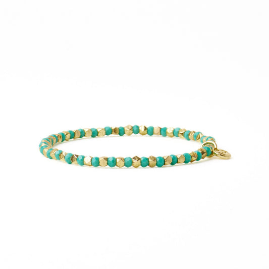 Louise Crystal Stretch Bracelet in Teal + Gold by Ink & Alloy