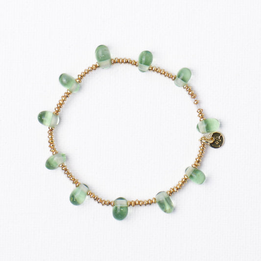Hope Brass Stretch Bracelet with Glass Beads in Mint by Ink & Alloy