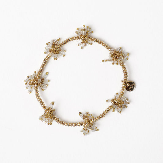 Kate Glass Cluster Bead Stretch Bracelet in Clear by Ink & Alloy