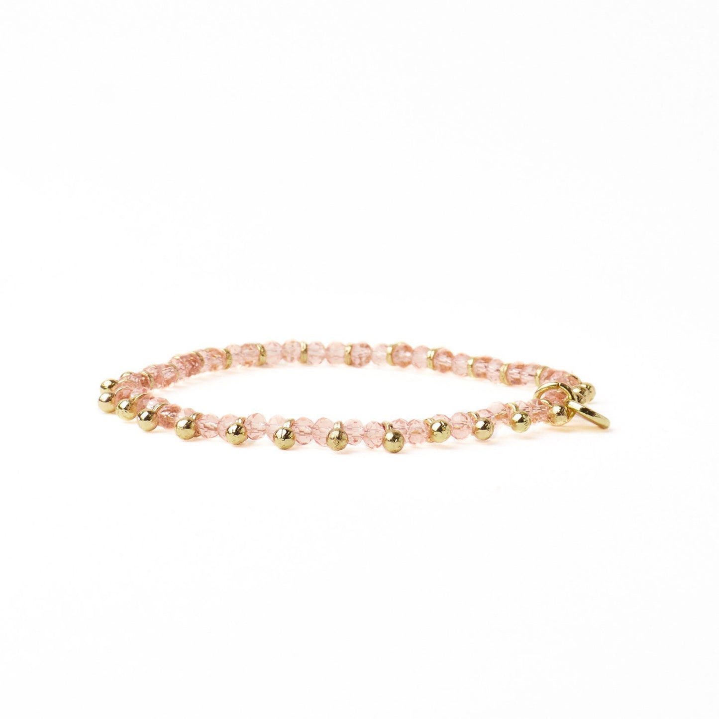 Kami Crystal + Brass Charm Stretch Bracelet in Blush + Gold by Ink & Alloy
