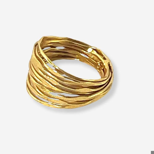 Morgan Multi-Layer Textured Ring in 18K Gold Finish by INK + ALLOY