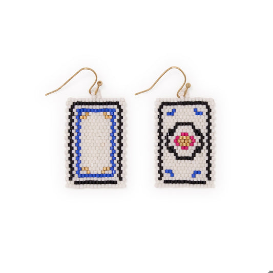 Lily Beaded Mahjong Circle Earrings by INK + ALLOY