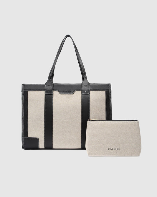 Toorak Canvas Tote Bag in Black Natural