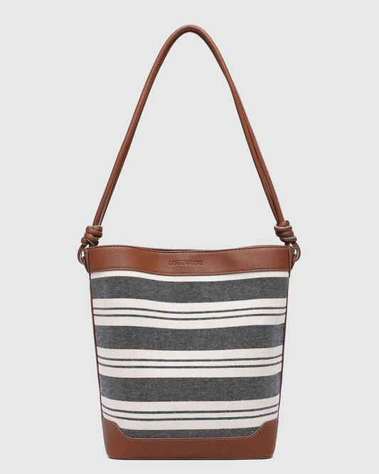 Naples Bucket Bag in Canvas Navy Stripe