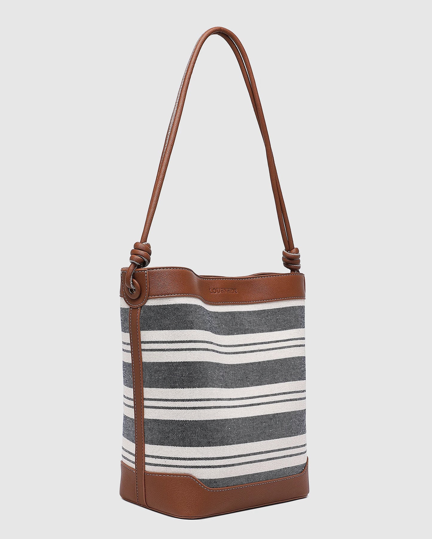 Naples Bucket Bag in Canvas Navy Stripe