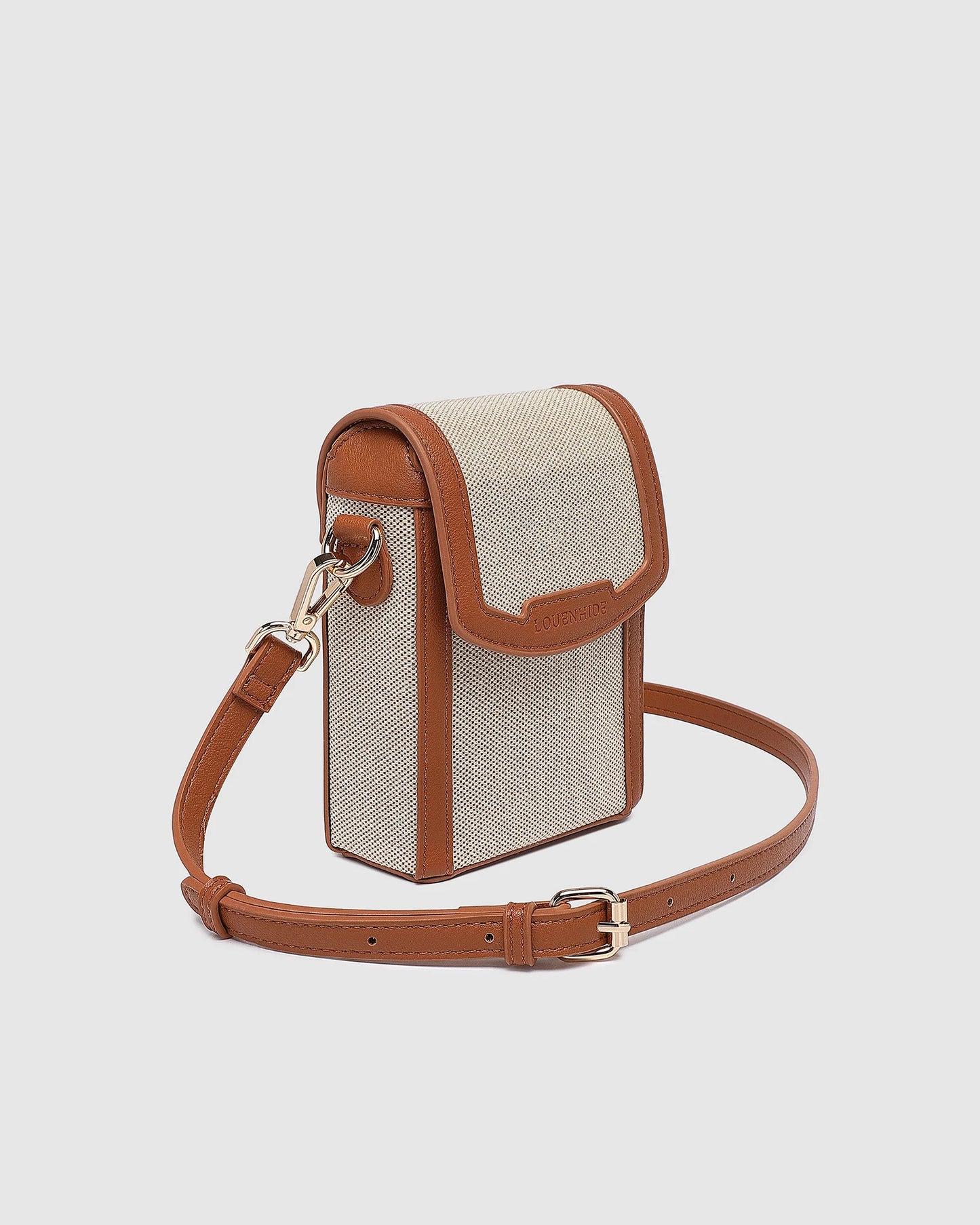 Yoko Canvas Phone Bag in Tan Natural