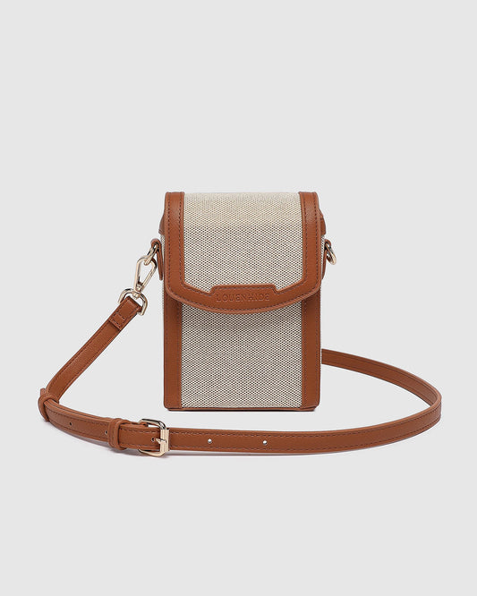 Yoko Canvas Phone Bag in Tan Natural