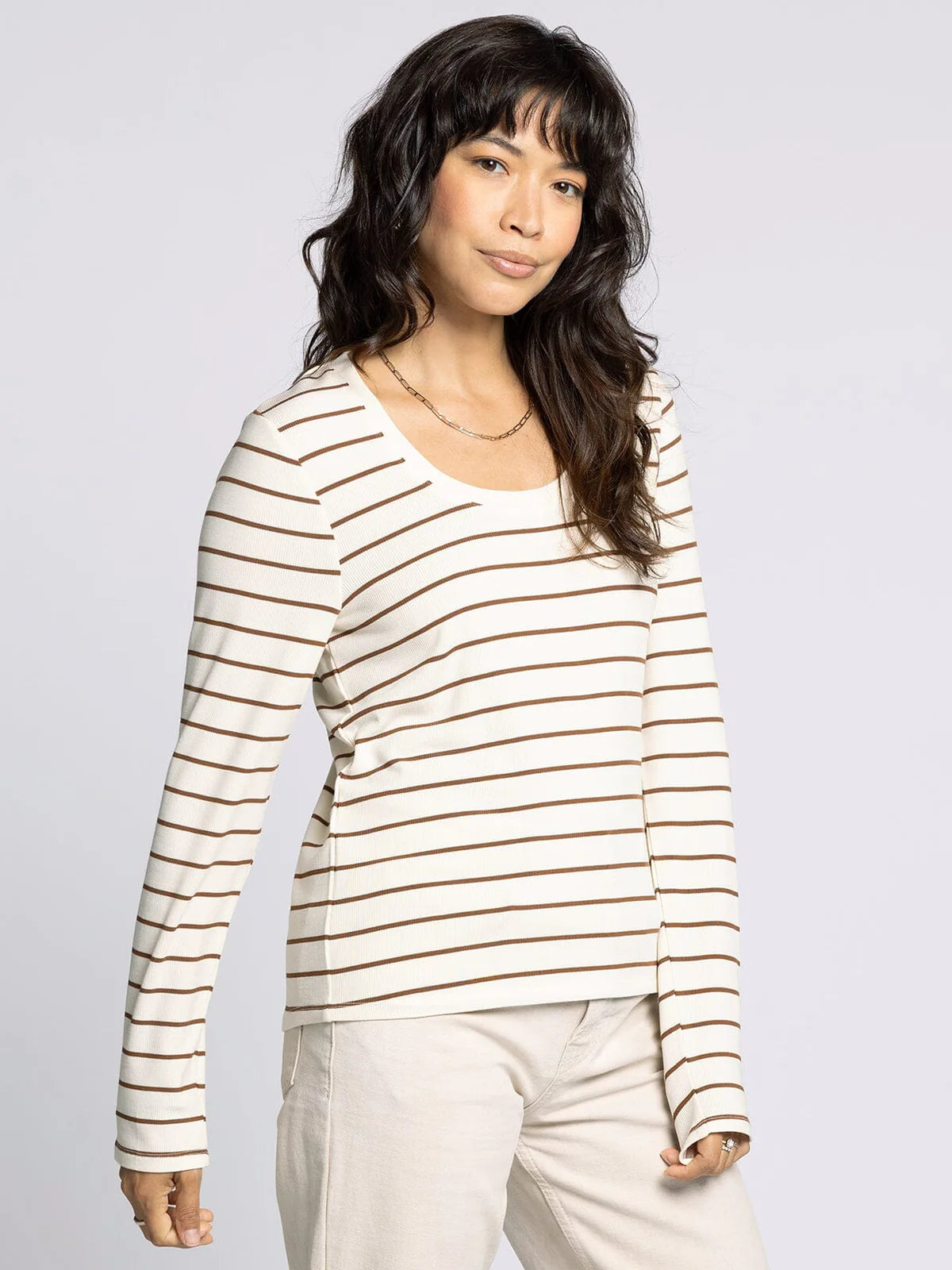 Lauren Top in White & Bronze