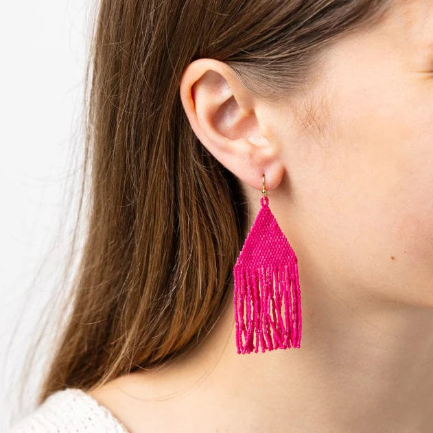 Lexie Beaded Earrings in Hot Pink
