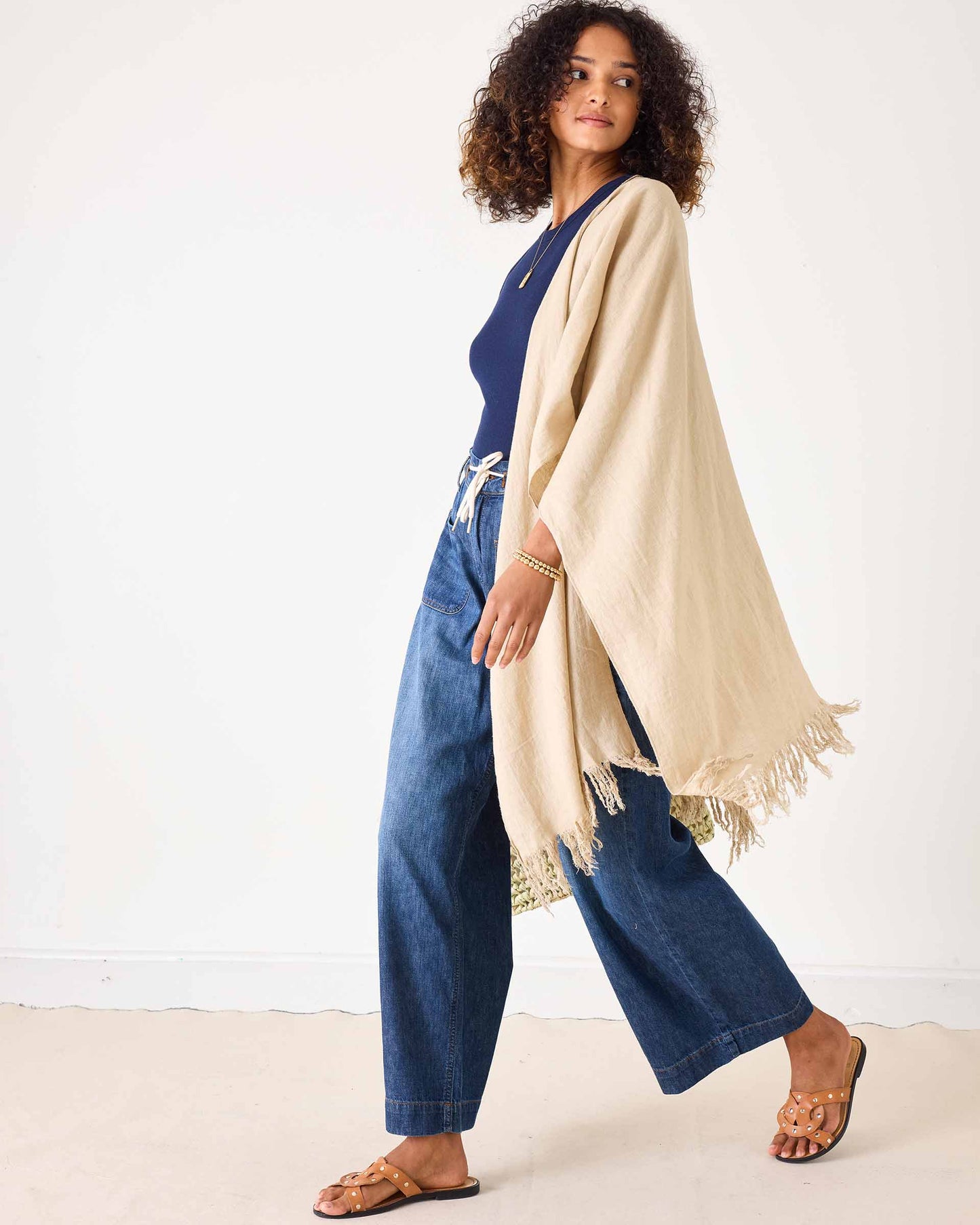 Hermosa Linen 3-Way Wrap in Cashmere