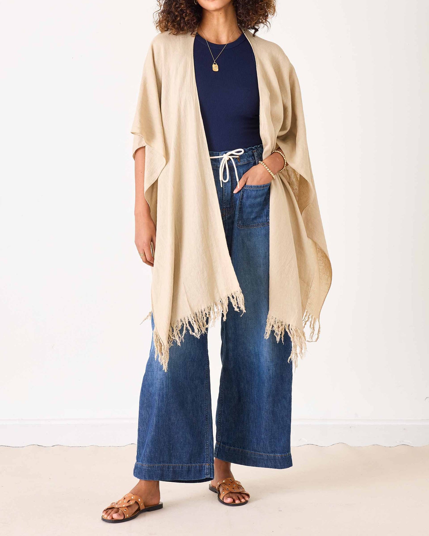 Hermosa Linen 3-Way Wrap in Cashmere
