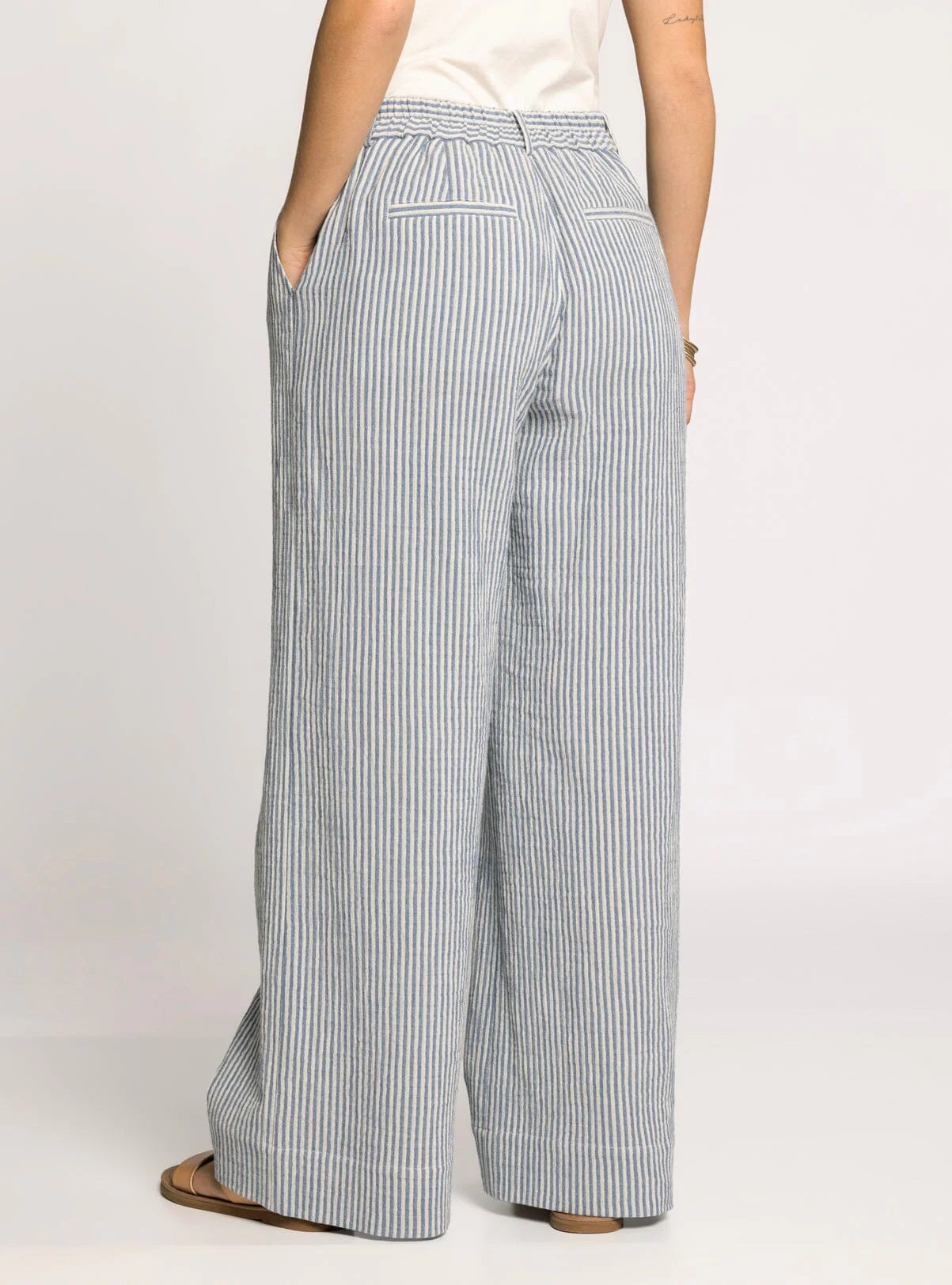Maia Pants in Ivory & Blue