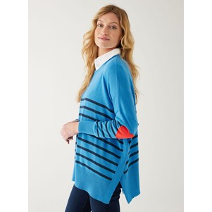 Amour Sweater in Azure Blue with Navy Stripe