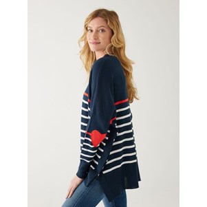 Amour Sweater in Navy with White Stripes