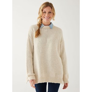 Bari Side Button Crewneck Sweater in Buttercream