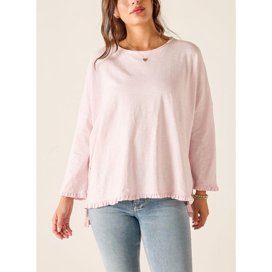 Catalina Ruffle Tee in Rose Quartz