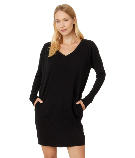 V-Neck Dolman Dress in Black