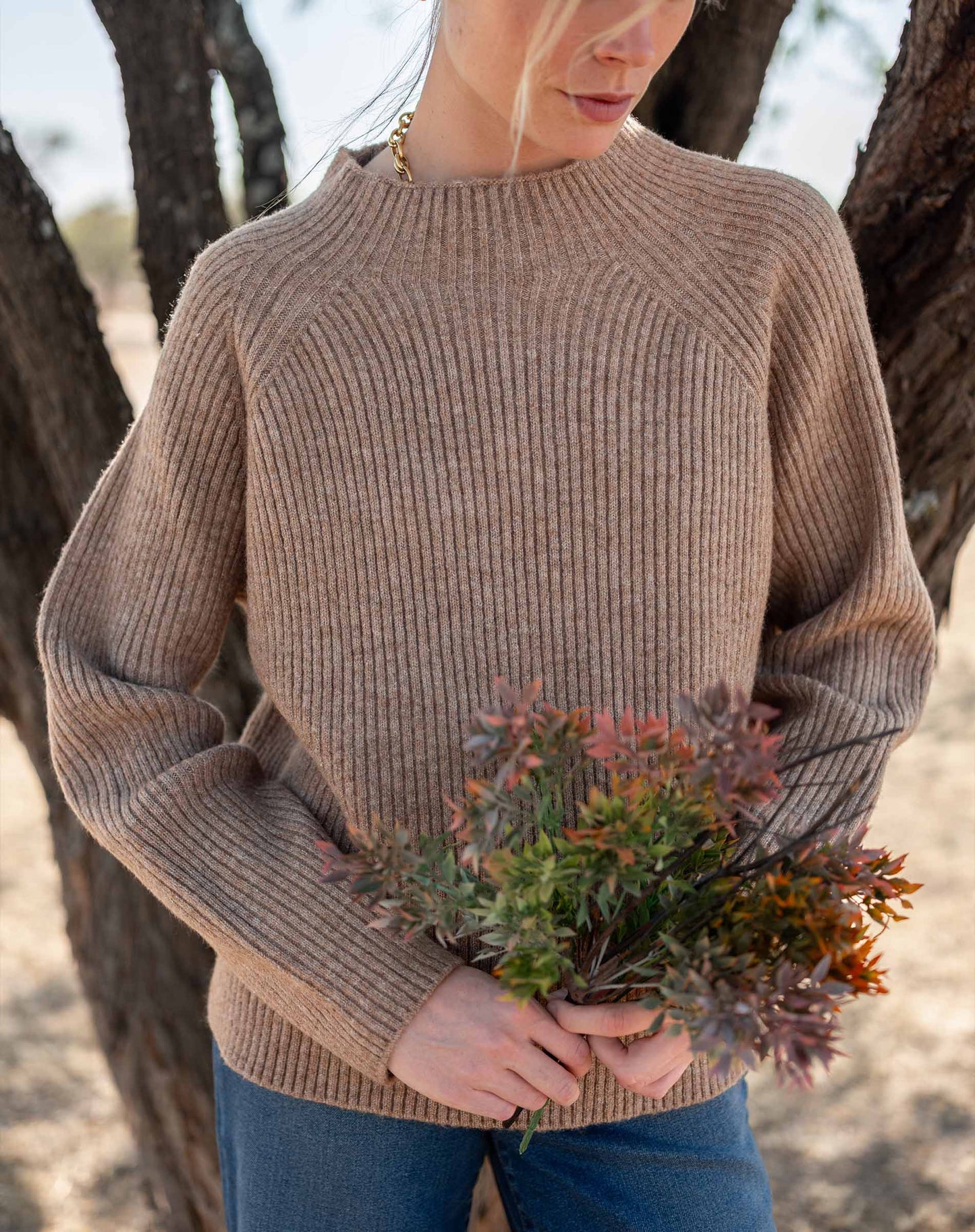 Monograph Mockneck Sweater in Heathered Driftwood