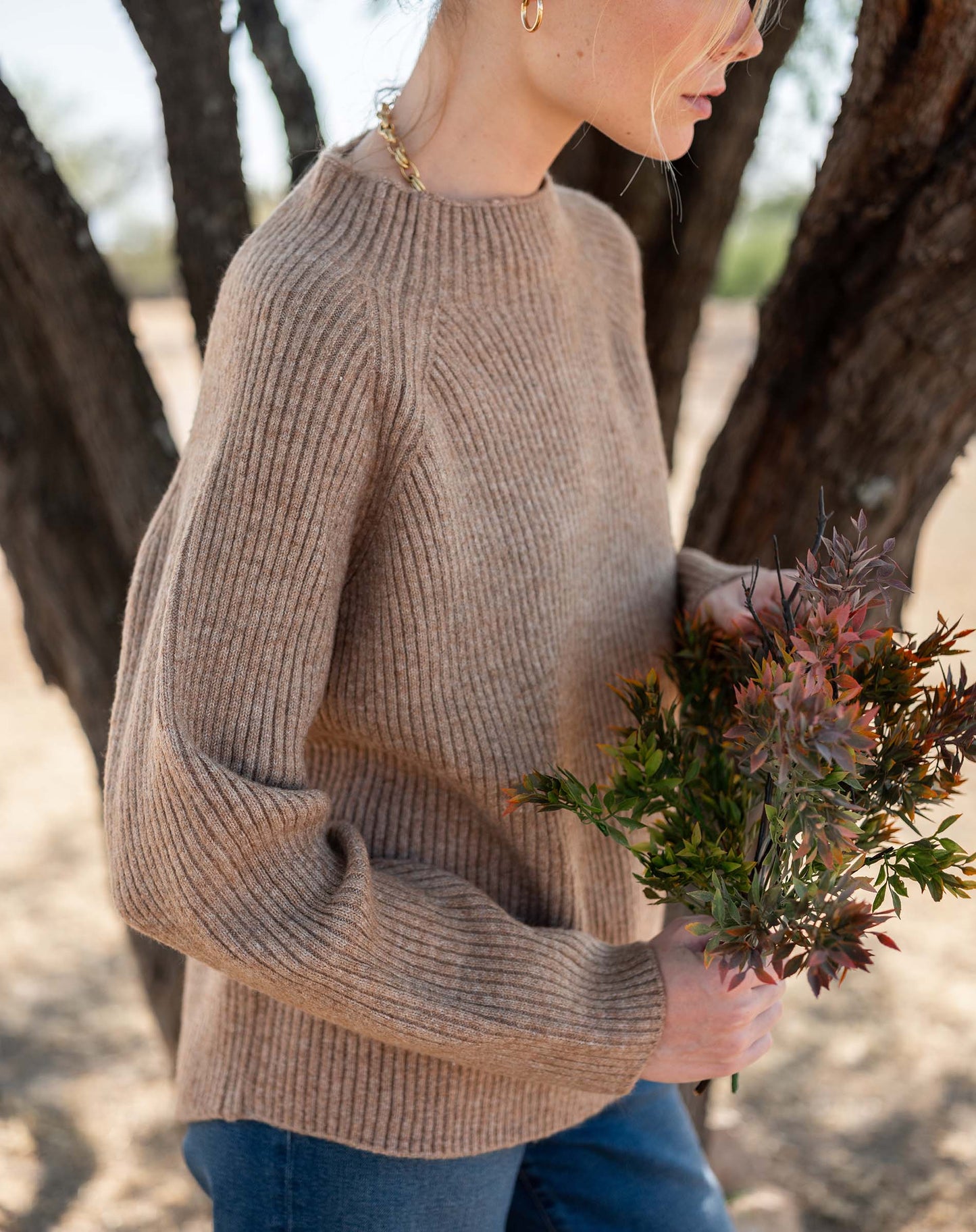Monograph Mockneck Sweater in Heathered Driftwood