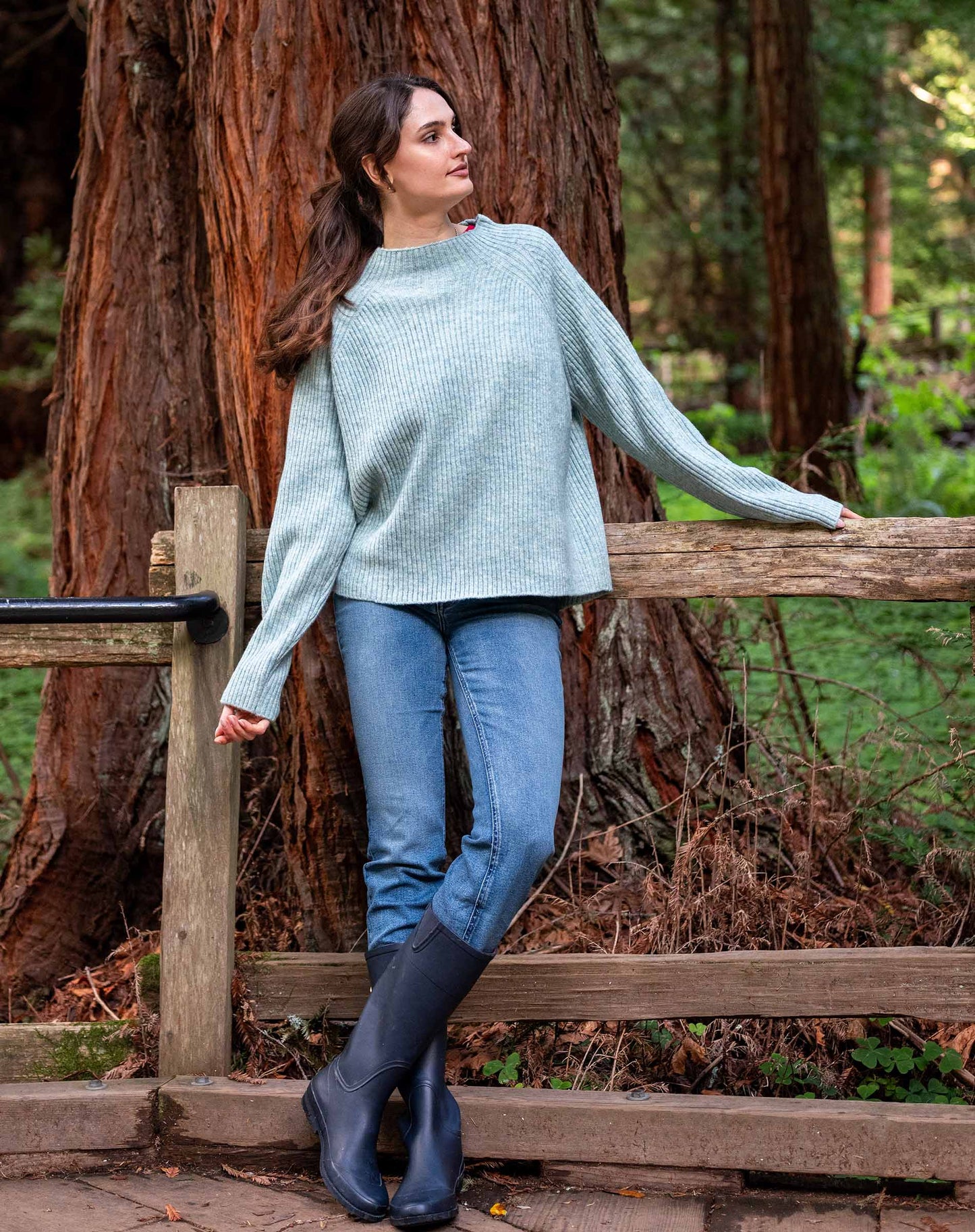 Monograph Mockneck Sweater in Heathered Seafoam