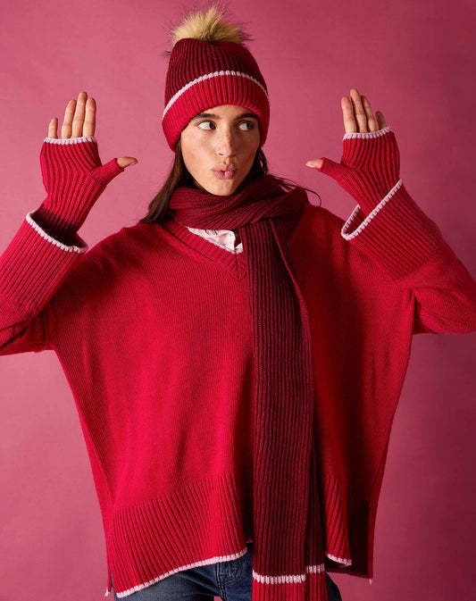Montauk Colorblock Scarf in Raspberry Pink