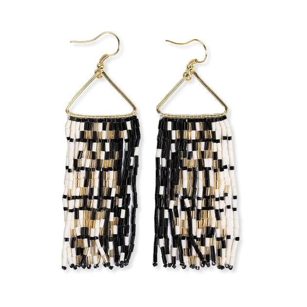 Patricia Mixed Luxe Bead Gradient Fringe Earrings Black